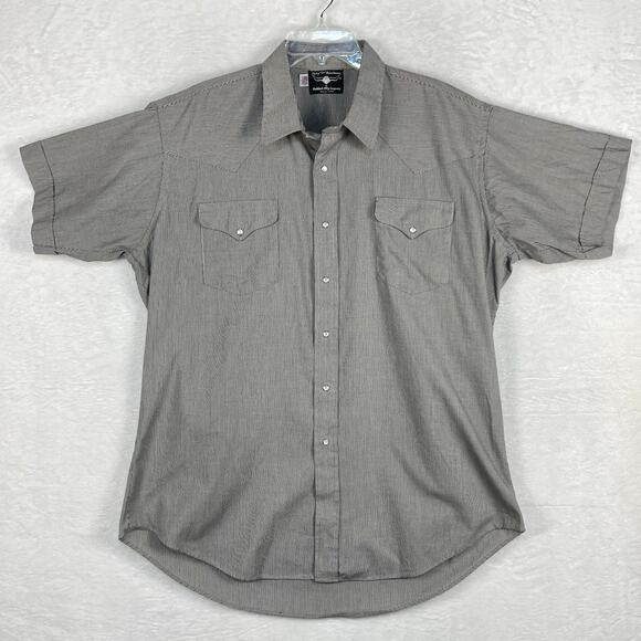 VTG Flying R Ranchwear Mens XL 18-35 Black White Pearl Snap Western Cowboy Shirt - Picture 2 of 8